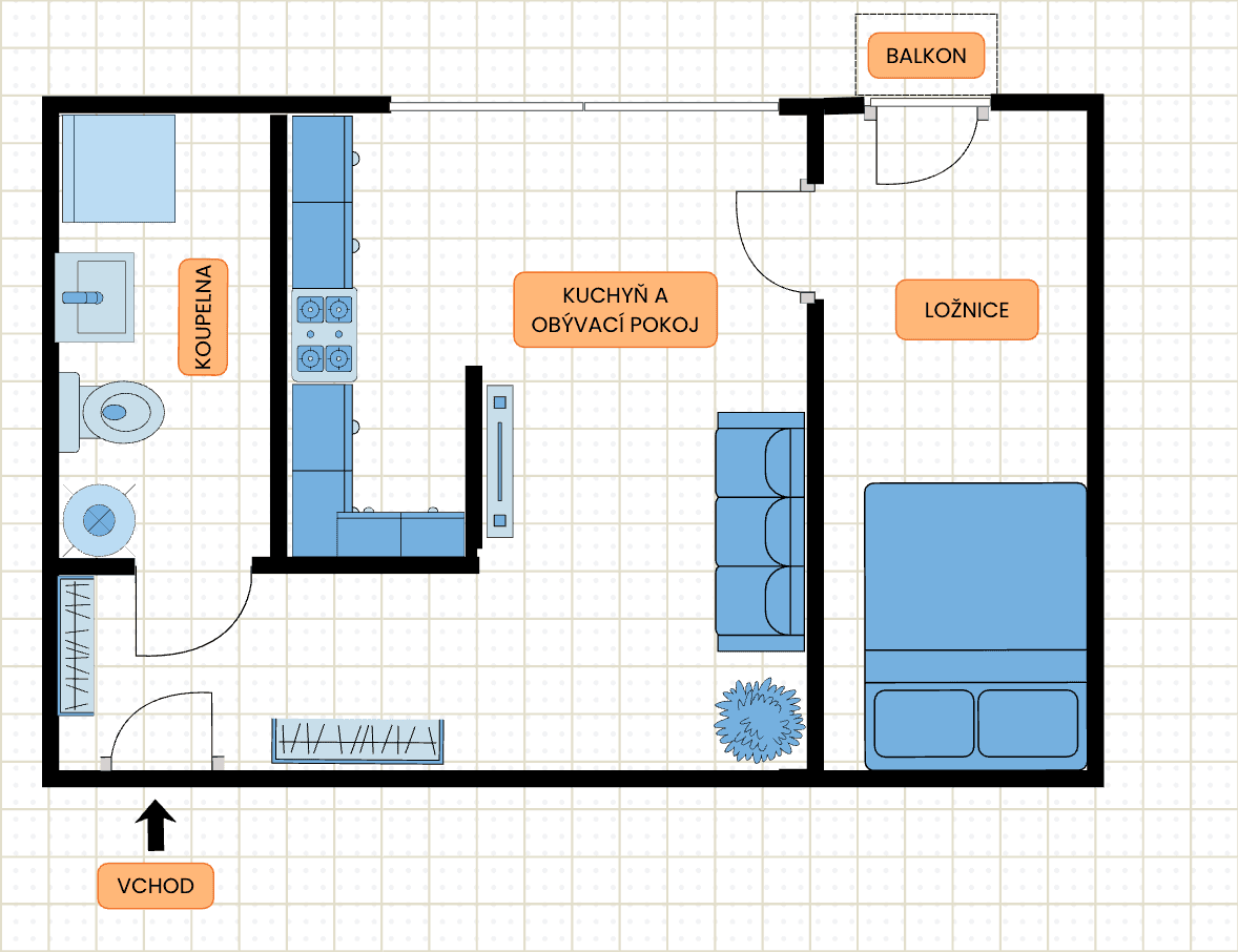 1 bedroom with open-plan kitchen flat to rent, 43 m², U Staré plynárny, Prague, Prague 1 bedroom with open-plan kitchen flat to rent, 43 m², U Staré plynárny, Prague, Prague