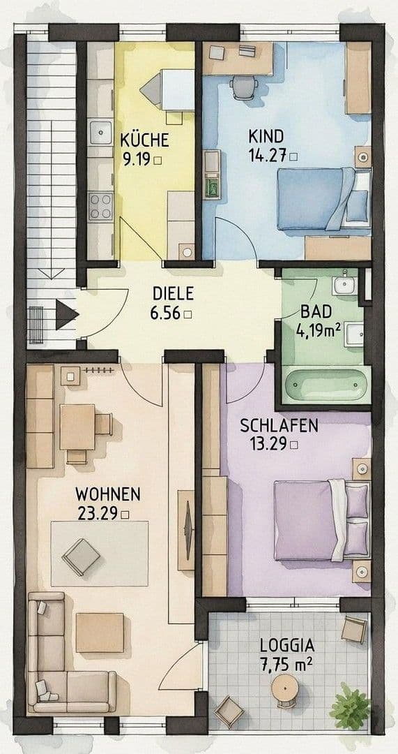 3 bedroom flat for sale, 73 m², Augsburg, Bavaria 3 bedroom flat for sale, 73 m², Augsburg, Bavaria
