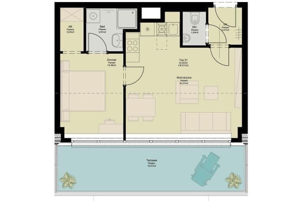 2 bedroom flat to rent, 43 m², Pilotengasse 118, Wien, Vienna 2 bedroom flat to rent, 43 m², Pilotengasse 118, Wien, Vienna