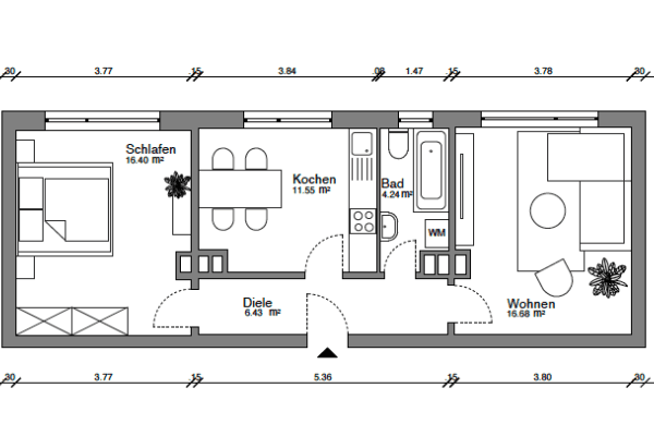 2 bedroom flat to rent, 56 m², Bochum 2 bedroom flat to rent, 56 m², Bochum