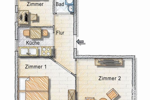 1 bedroom with open-plan kitchen flat for sale, 48 m², Augsburg, Bavaria 1 bedroom with open-plan kitchen flat for sale, 48 m², Augsburg, Bavaria