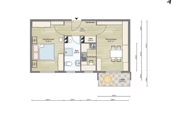 2 bedroom flat to rent, 46 m², Porschestraße 14, Landshut 2 bedroom flat to rent, 46 m², Porschestraße 14, Landshut