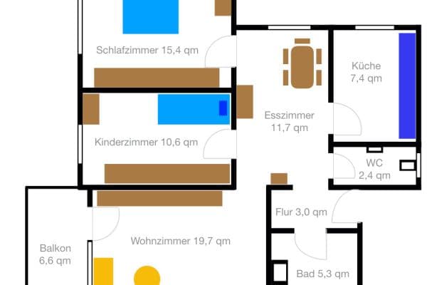 2 bedroom with open-plan kitchen flat for sale, 77 m², Marbach 2 bedroom with open-plan kitchen flat for sale, 77 m², Marbach