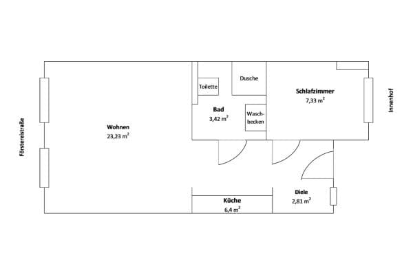 2 bedroom flat for sale, 44 m², Louisenstraße, Dresden 2 bedroom flat for sale, 44 m², Louisenstraße, Dresden