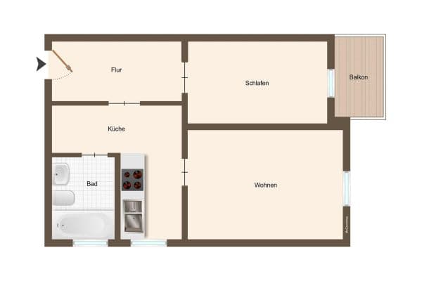 2 bedroom flat to rent, 56 m², Kesselsdorferstraße 74, Dresden, Saxony 2 bedroom flat to rent, 56 m², Kesselsdorferstraße 74, Dresden, Saxony