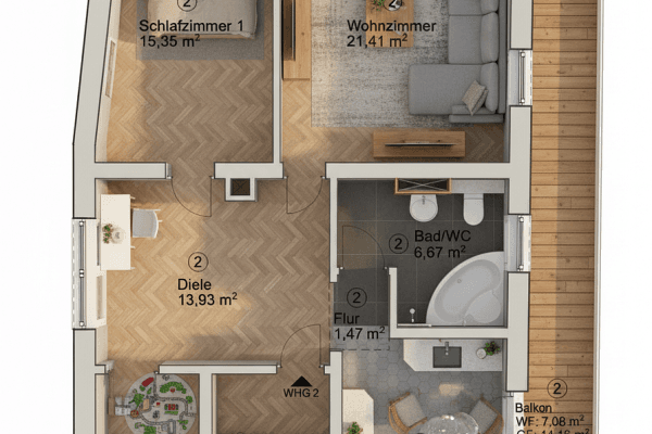 2 bedroom with open-plan kitchen flat for sale, 84 m², Pfinztal 2 bedroom with open-plan kitchen flat for sale, 84 m², Pfinztal