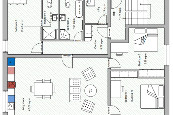 3 bedroom with open-plan kitchen flat to rent, 111 m², K Řeporyjím, Praha 3 bedroom with open-plan kitchen flat to rent, 111 m², K Řeporyjím, Praha
