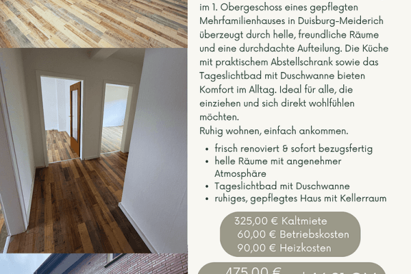2 bedroom flat to rent, 47 m², Franseckystr. 9, Duisburg 2 bedroom flat to rent, 47 m², Franseckystr. 9, Duisburg