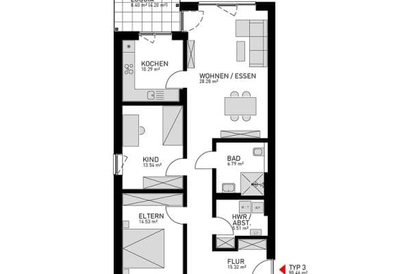 3 bedroom flat to rent, 99 m², Gabelsberger Str. 11c, Herne 3 bedroom flat to rent, 99 m², Gabelsberger Str. 11c, Herne