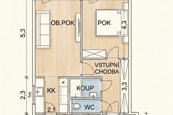 1 bedroom with open-plan kitchen flat for sale, 47 m², Kozmíkova, Praha 1 bedroom with open-plan kitchen flat for sale, 47 m², Kozmíkova, Praha