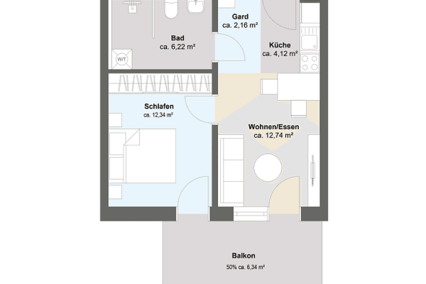 2 bedroom flat for sale, 44 m², Babenhauser Straße 11, Boos 2 bedroom flat for sale, 44 m², Babenhauser Straße 11, Boos