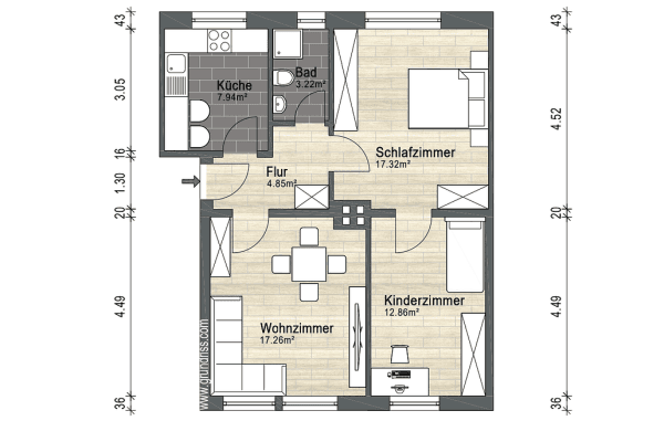 3 bedroom flat to rent, 64 m², Bremen, Bremen 3 bedroom flat to rent, 64 m², Bremen, Bremen