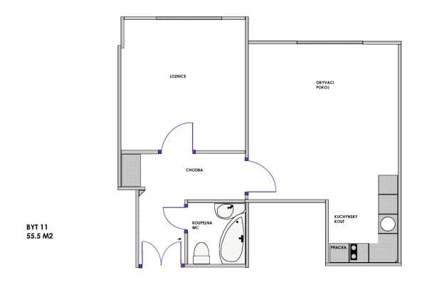 1 bedroom with open-plan kitchen flat to rent, 55 m², Žerotínova, Praha 1 bedroom with open-plan kitchen flat to rent, 55 m², Žerotínova, Praha