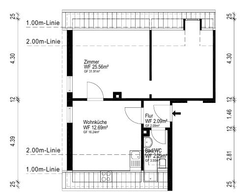 2 bedroom flat to rent, 43 m², Weststraße, Bochum 2 bedroom flat to rent, 43 m², Weststraße, Bochum