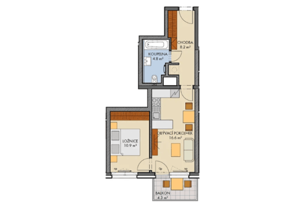 1 bedroom with open-plan kitchen flat for sale, 43 m², Honzíkova, Praha 1 bedroom with open-plan kitchen flat for sale, 43 m², Honzíkova, Praha