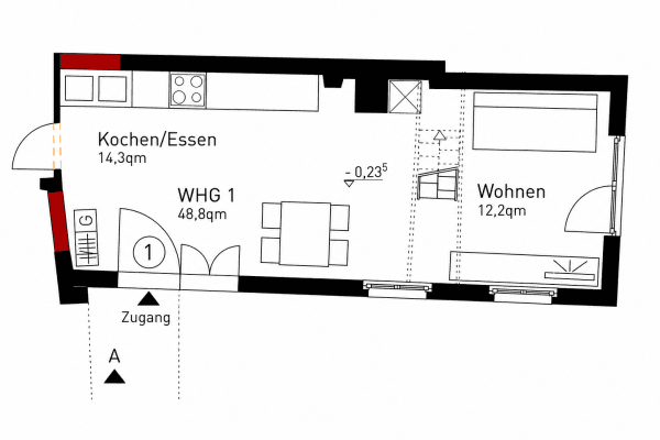 2 bedroom flat to rent, 48 m², Kettengasse 22/4, Eppingen 2 bedroom flat to rent, 48 m², Kettengasse 22/4, Eppingen