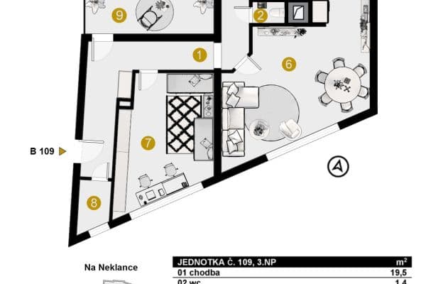 2 bedroom with open-plan kitchen flat for sale, 110 m², Nad Koulkou, Praha 2 bedroom with open-plan kitchen flat for sale, 110 m², Nad Koulkou, Praha