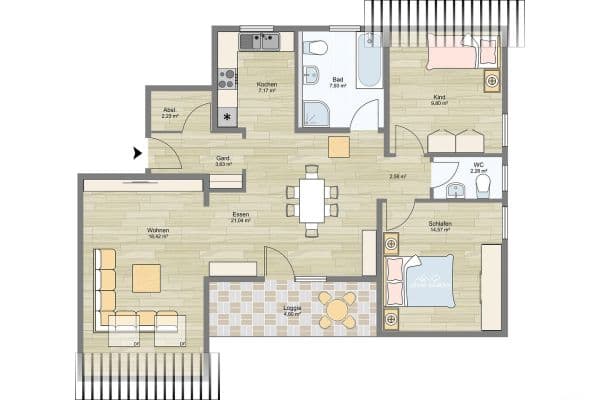 2 bedroom with open-plan kitchen flat for sale, 95 m², Hagenbüchach 2 bedroom with open-plan kitchen flat for sale, 95 m², Hagenbüchach