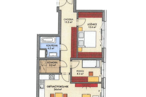 2 bedroom with open-plan kitchen flat for sale, 73 m², Honzíkova, Praha 2 bedroom with open-plan kitchen flat for sale, 73 m², Honzíkova, Praha