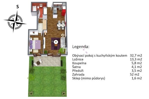 1 bedroom with open-plan kitchen flat to rent, 59 m², Na Srážku, Praha 1 bedroom with open-plan kitchen flat to rent, 59 m², Na Srážku, Praha