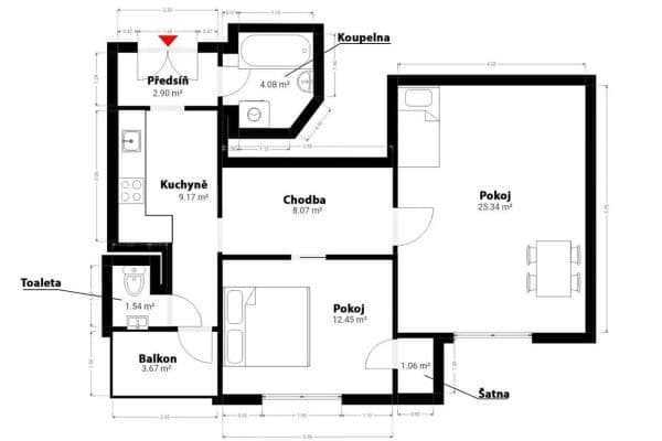 2 bedroom flat to rent, 67 m², Ambrožova, Praha 2 bedroom flat to rent, 67 m², Ambrožova, Praha