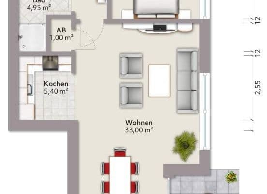 1 bedroom with open-plan kitchen flat to rent, 62 m², Senningsweg 10, Schwerte 1 bedroom with open-plan kitchen flat to rent, 62 m², Senningsweg 10, Schwerte