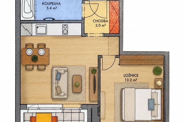 1 bedroom with open-plan kitchen flat for sale, 40 m², Gollové, Praha 1 bedroom with open-plan kitchen flat for sale, 40 m², Gollové, Praha