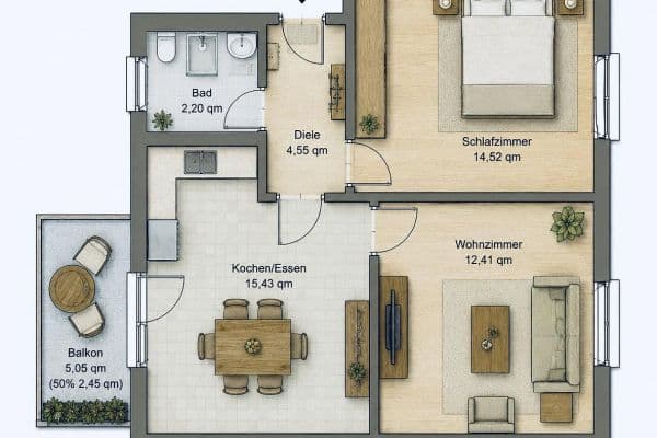 2 bedroom flat for sale, 52 m², Augsburg 2 bedroom flat for sale, 52 m², Augsburg