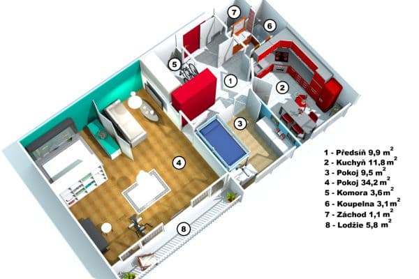 2 bedroom with open-plan kitchen flat for sale, 73 m², Bryksova, Praha 2 bedroom with open-plan kitchen flat for sale, 73 m², Bryksova, Praha