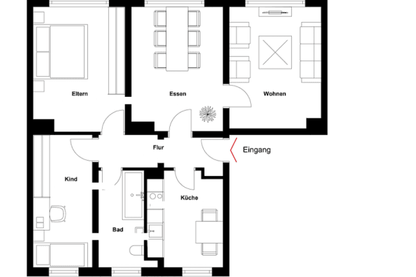 4 bedroom flat to rent, 79 m², Straße der Jugend 2, Altenpleen 4 bedroom flat to rent, 79 m², Straße der Jugend 2, Altenpleen