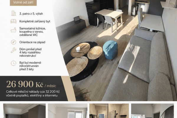 1 bedroom with open-plan kitchen flat to rent, 43 m², Osadní, Praha 1 bedroom with open-plan kitchen flat to rent, 43 m², Osadní, Praha