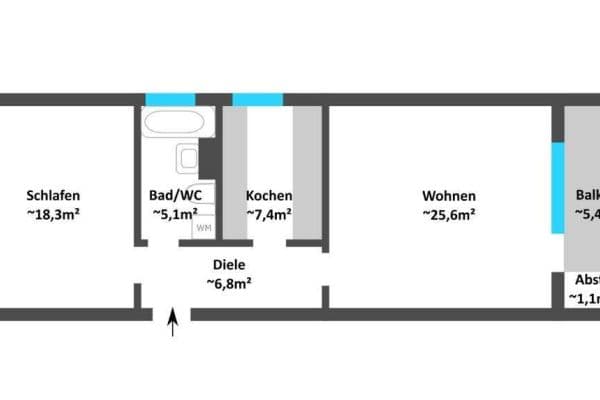 2 bedroom flat to rent, 67 m², Bergstraße 59, Würzburg 2 bedroom flat to rent, 67 m², Bergstraße 59, Würzburg