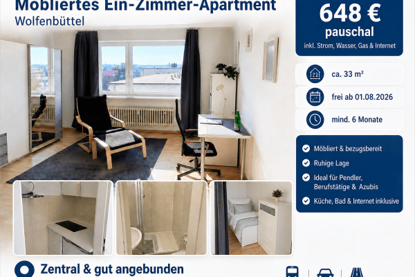 1 bedroom flat to rent, 34 m², Wolfenbüttel 1 bedroom flat to rent, 34 m², Wolfenbüttel