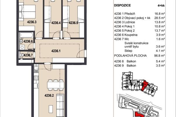 3 bedroom with open-plan kitchen flat for sale, 106 m², Škrábkových, Praha 3 bedroom with open-plan kitchen flat for sale, 106 m², Škrábkových, Praha