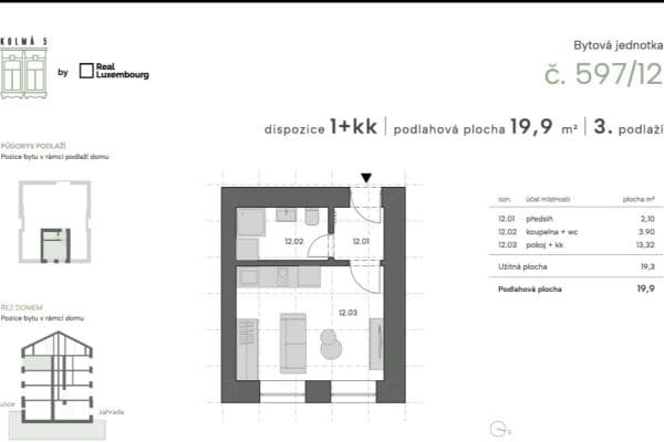 Studio flat to rent, 19 m², Kolmá, Praha Studio flat to rent, 19 m², Kolmá, Praha
