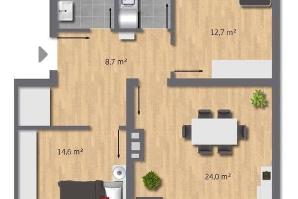 2 bedroom with open-plan kitchen flat to rent, 70 m², Weidkamp 177, Essen-Borbeck 2 bedroom with open-plan kitchen flat to rent, 70 m², Weidkamp 177, Essen-Borbeck
