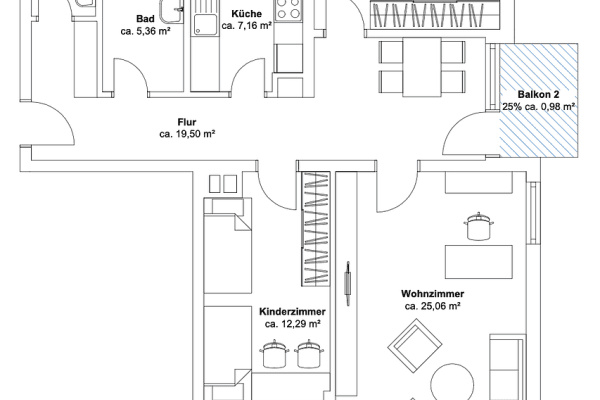 2 bedroom with open-plan kitchen flat to rent, 89 m², Korntal-Münchingen 2 bedroom with open-plan kitchen flat to rent, 89 m², Korntal-Münchingen