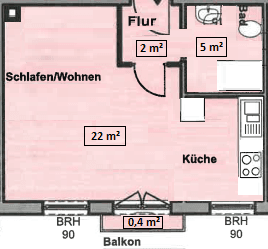 1 bedroom flat to rent, 29 m², Mannheim, Baden-Württemberg 1 bedroom flat to rent, 29 m², Mannheim, Baden-Württemberg