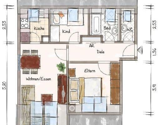 3 bedroom flat to rent, 56 m², Buchenweg 23, Leipzig, Saxony 3 bedroom flat to rent, 56 m², Buchenweg 23, Leipzig, Saxony