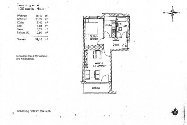 2 bedroom flat to rent, 51 m², Oberländerstrasse 76, Augsburg 2 bedroom flat to rent, 51 m², Oberländerstrasse 76, Augsburg