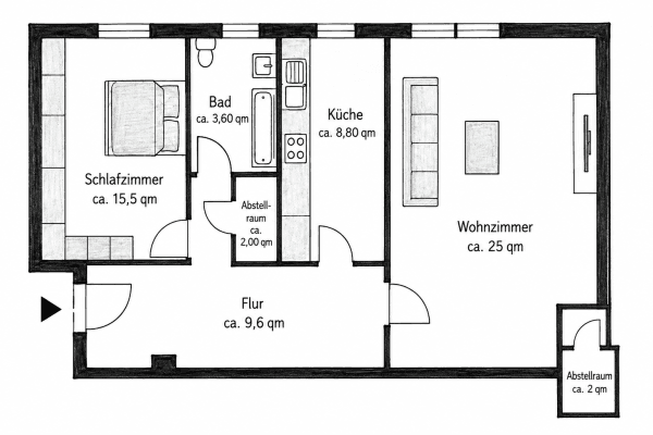 1 bedroom with open-plan kitchen flat to rent, 64 m², Essen 1 bedroom with open-plan kitchen flat to rent, 64 m², Essen