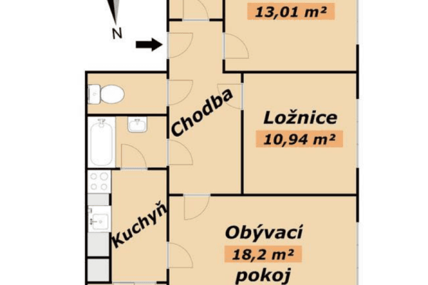 3 bedroom flat to rent, 66 m², Pšeník, Brno 3 bedroom flat to rent, 66 m², Pšeník, Brno