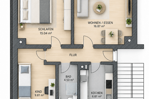 3 bedroom flat to rent, 61 m², Hainstraße 16, Thum 3 bedroom flat to rent, 61 m², Hainstraße 16, Thum