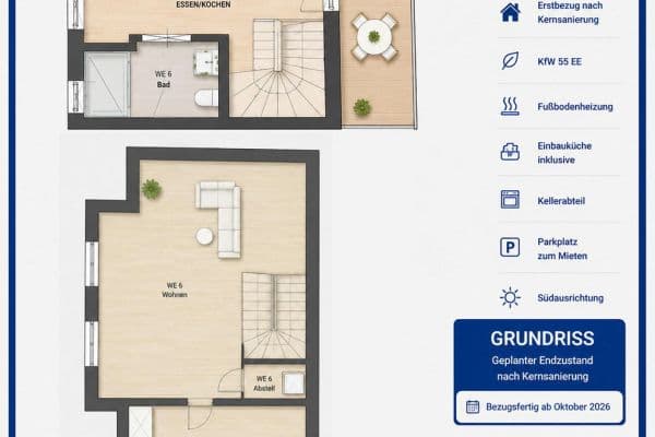 1 bedroom with open-plan kitchen flat to rent, 62 m², Magdalenenstraße 1, Gernsheim 1 bedroom with open-plan kitchen flat to rent, 62 m², Magdalenenstraße 1, Gernsheim