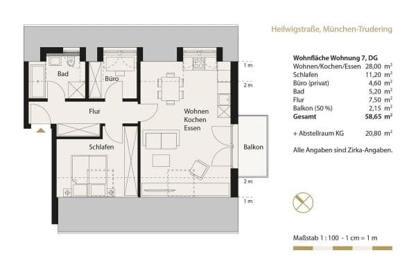 3 bedroom flat to rent, 59 m², Heilwigstraße 19, München-Trudering, Bavaria 3 bedroom flat to rent, 59 m², Heilwigstraße 19, München-Trudering, Bavaria