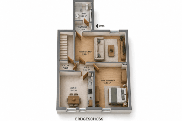 2 bedroom flat to rent, 58 m², Lingenfeld 2 bedroom flat to rent, 58 m², Lingenfeld