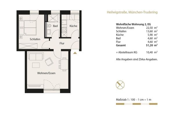 2 bedroom flat to rent, 52 m², Heilwigstraße 19, München-Trudering, Bavaria 2 bedroom flat to rent, 52 m², Heilwigstraße 19, München-Trudering, Bavaria