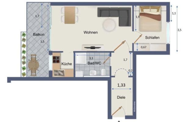 2 bedroom flat to rent, 50 m², Nürnberg, Bavaria 2 bedroom flat to rent, 50 m², Nürnberg, Bavaria