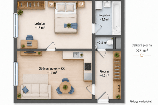 1 bedroom with open-plan kitchen flat for sale, 37 m², Vrchlického, Praha 1 bedroom with open-plan kitchen flat for sale, 37 m², Vrchlického, Praha