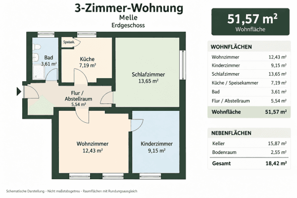 3 bedroom flat for sale, 52 m², Gesmolder Straße 36, Melle 3 bedroom flat for sale, 52 m², Gesmolder Straße 36, Melle